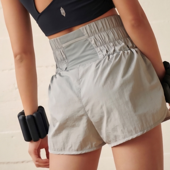 Free People Movement The Way Home Shorts Size Large High Waist Shiny Gray Silver - Picture 2 of 16
